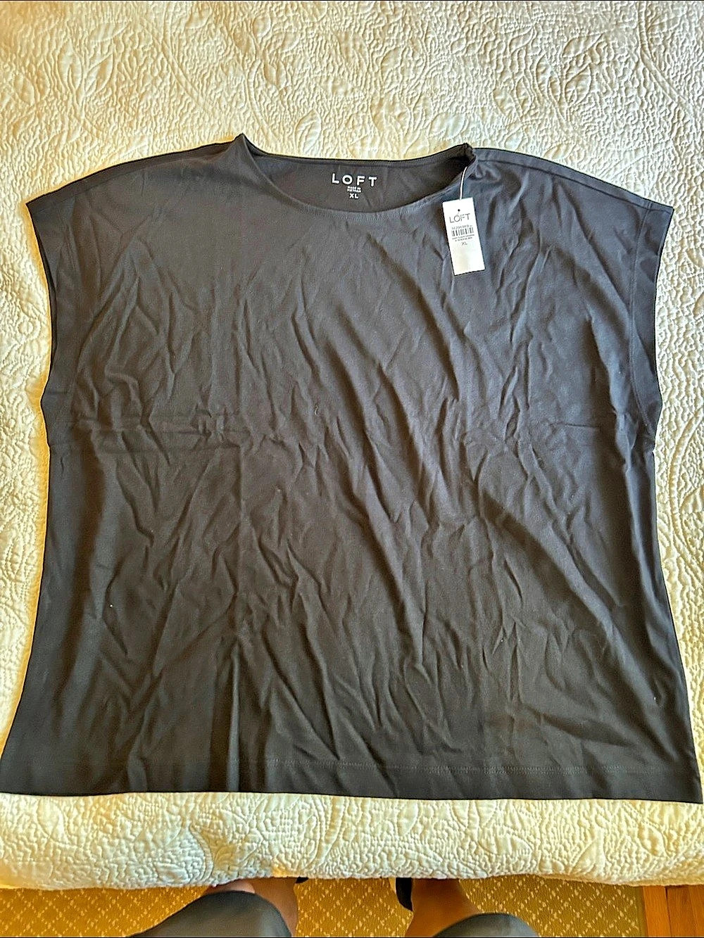 LOFT Modern Wedge Tee Muscle Tee in Black Size XL NWT